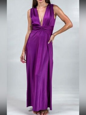 Purple Halter Maxi Dress large back detail size large